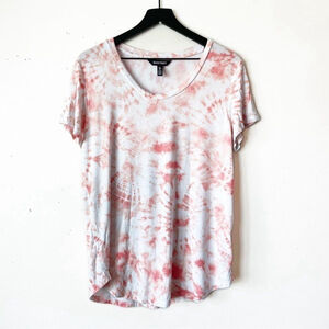 Ellen Tracy Coral Tie Dye Scoop Neck Tee Shirt Women’s L